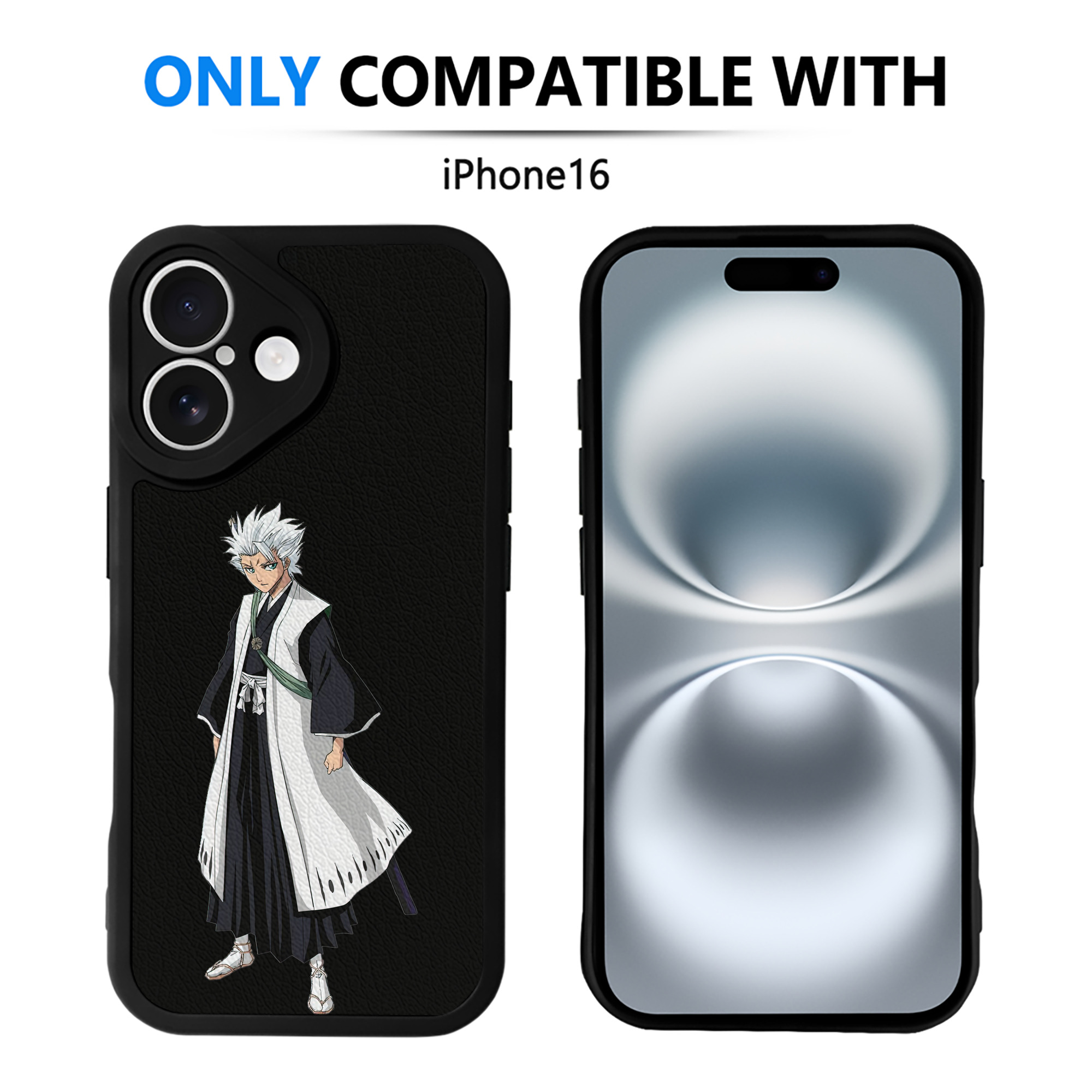 （画像用） ブリーチ 日番谷冬獅郎（ひつがや とうしろう） BLEACH Hitsugaya Toushirou 【iPhone 16シリーズ対応】シリコンスマホケース（レザー調） 材質：シリコン